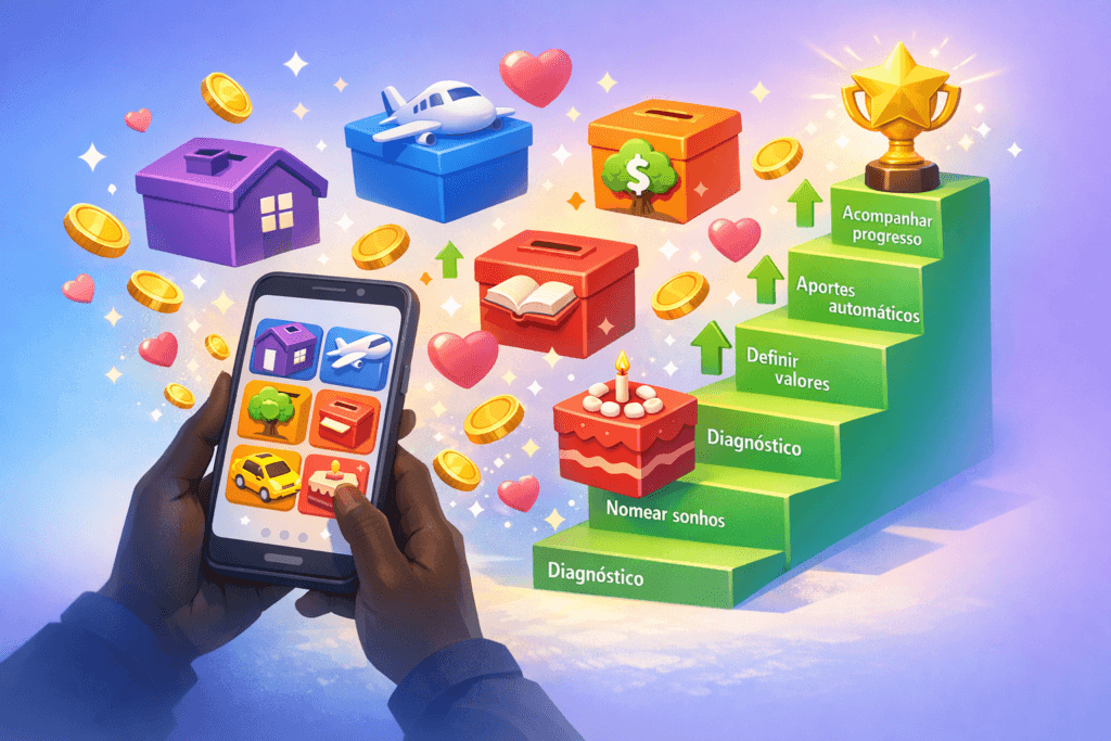 Organizar metas financeiras com caixinhas digitais