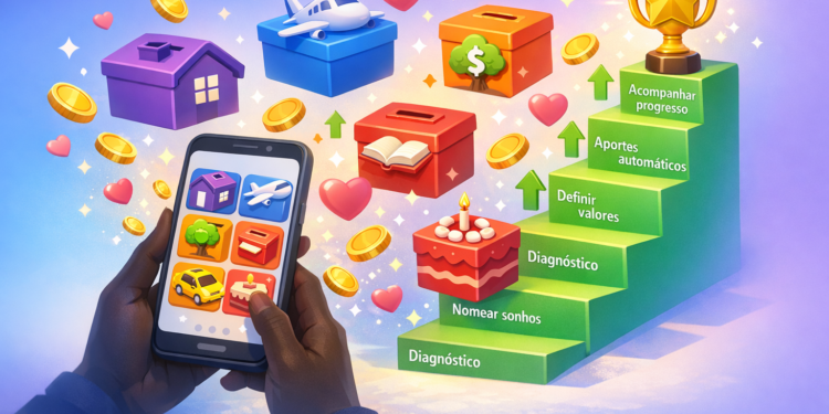 Organizar metas financeiras com caixinhas digitais