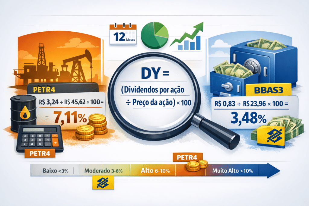 Como calcular Dividend Yield: fórmula e exemplos práticos para 2026