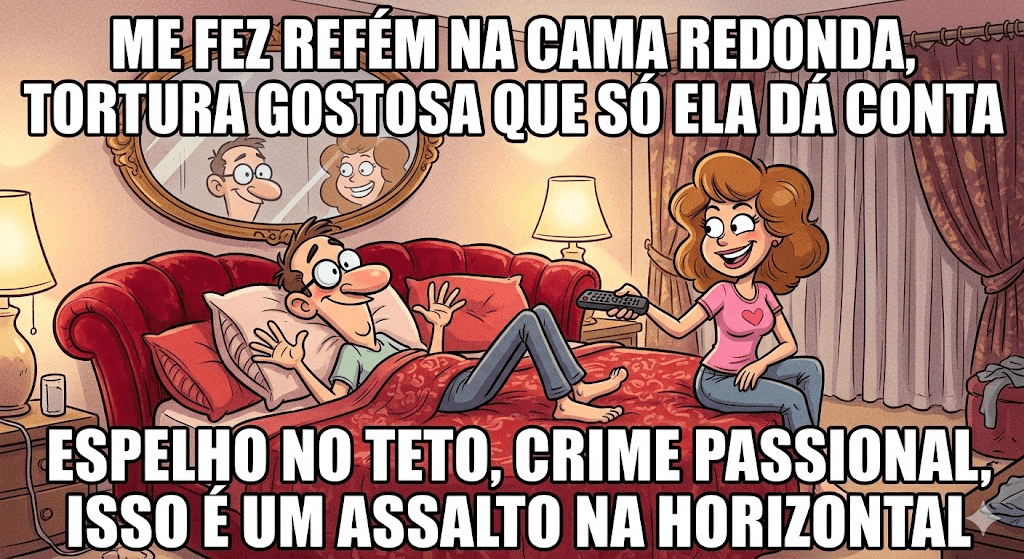 Me fez refém na cama redonda, tortura gostosa que só ela da conta, espelho no teto, crime passional, isso é um assalto na horizontal